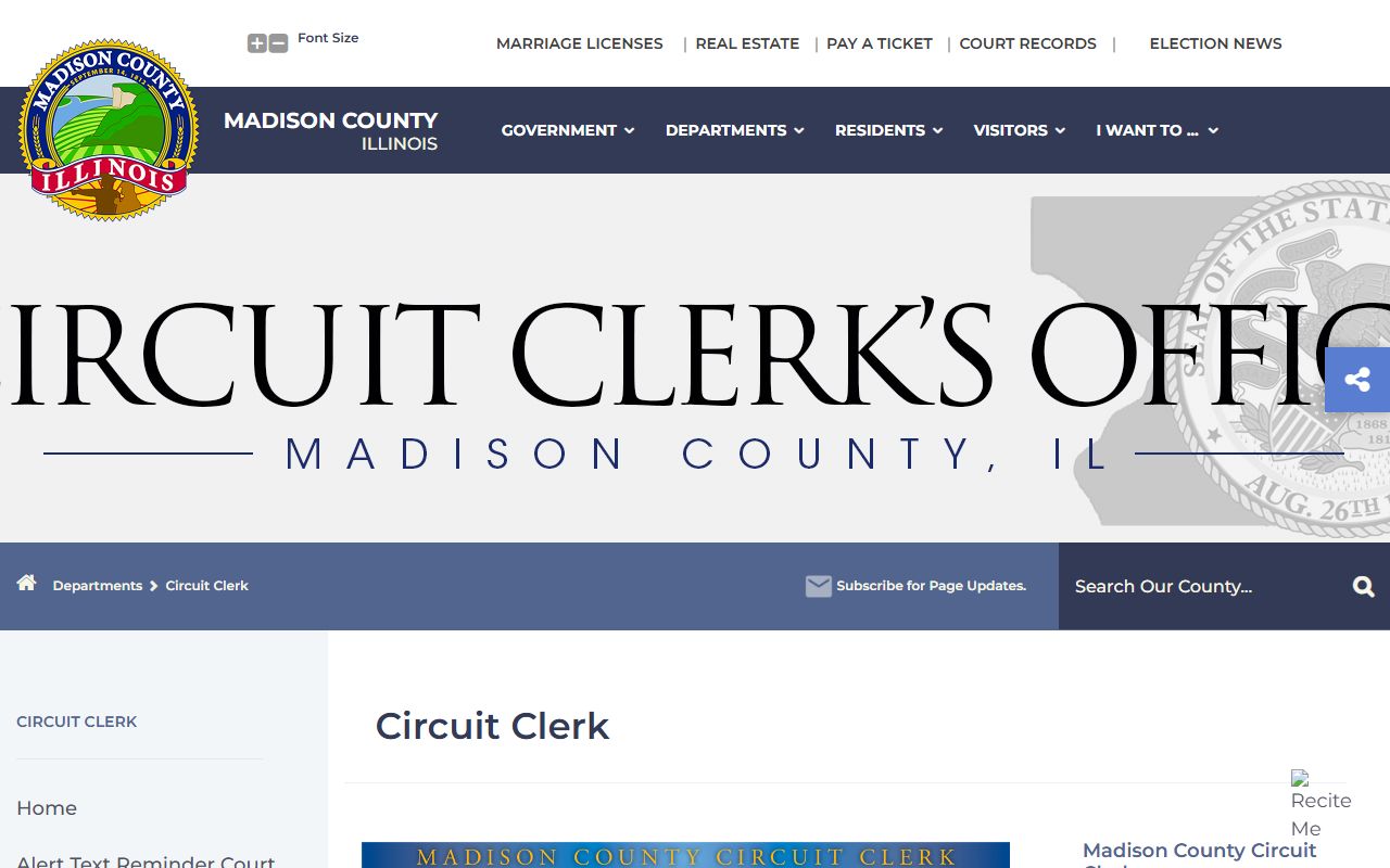 Madison County Circuit Clerk page for divorce decree records