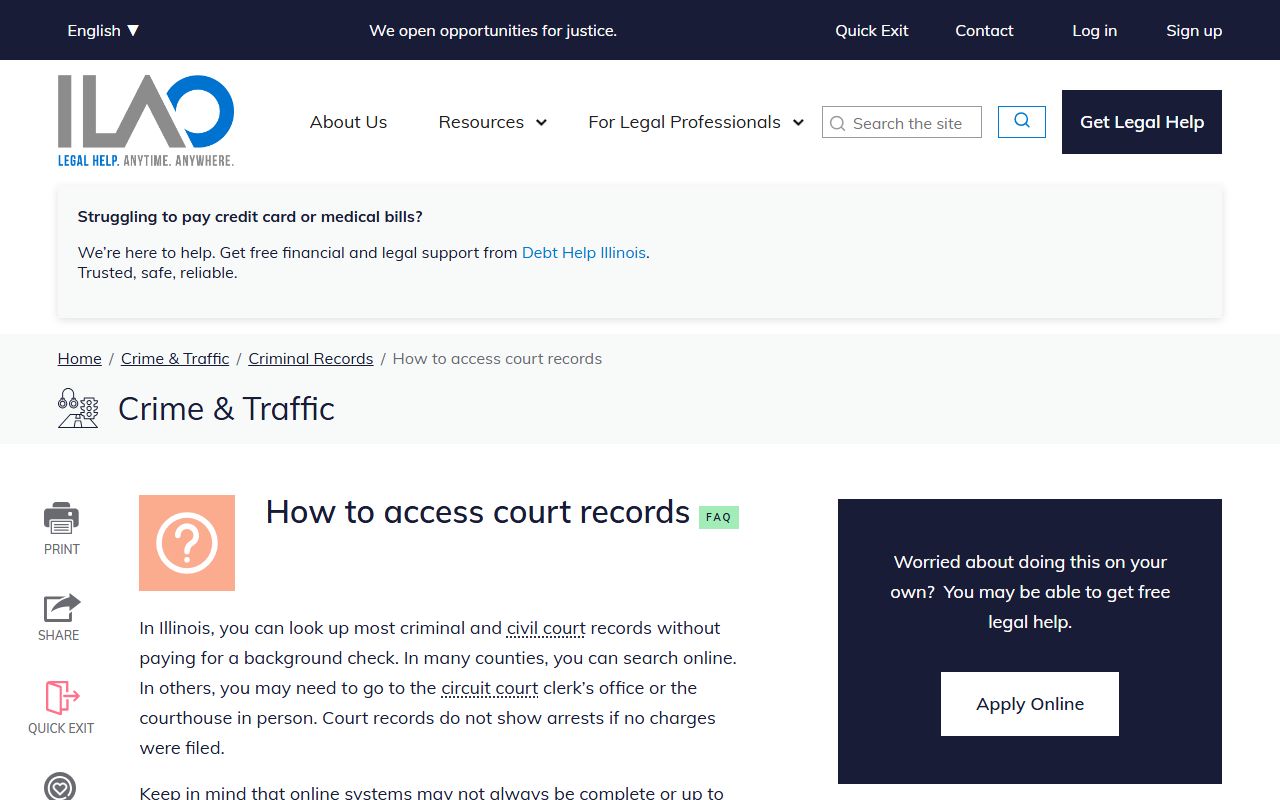 Illinois Legal Aid Online guide for getting copies of court records including divorce decrees