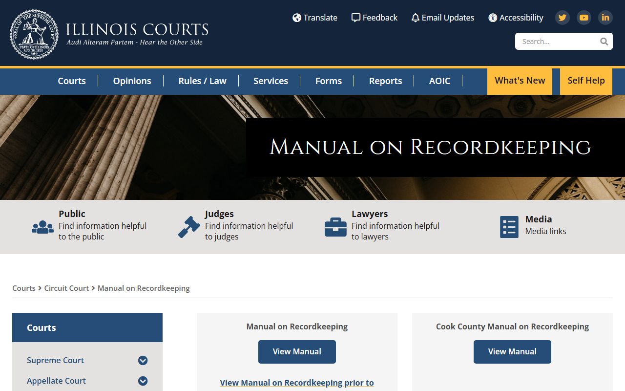 Illinois Courts Manual on Recordkeeping standards for circuit court divorce records